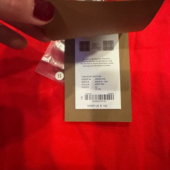Burberry Kids Red Polo Shirt - Picture 2 of 4